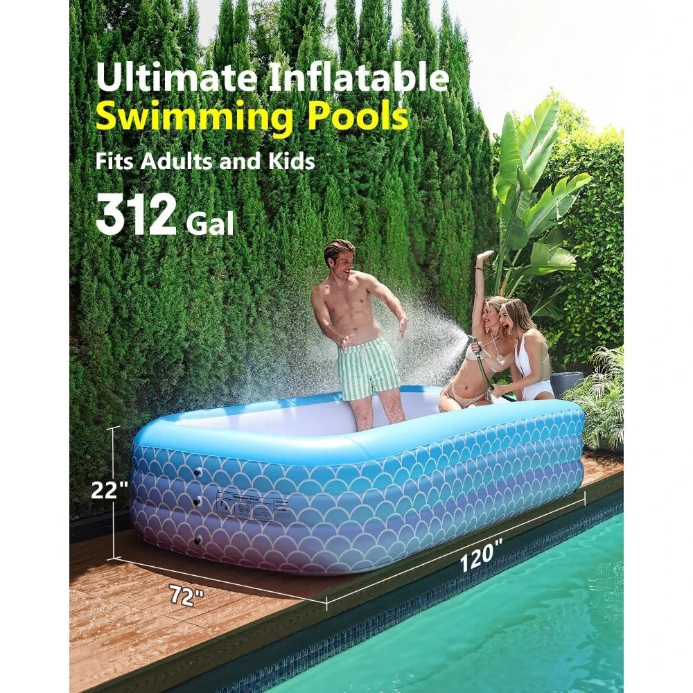 Inflatable Pool for Kids and Adults Leakproof Above Ground