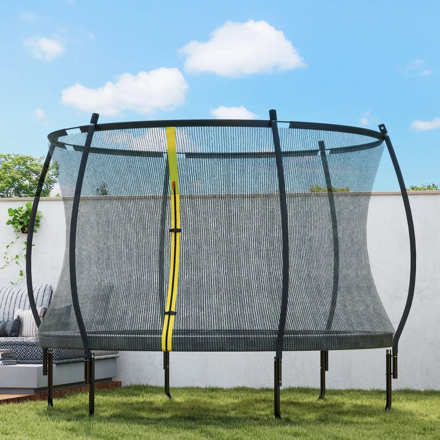 Soozier Trampoline With Net Enclosure And Curved Poles