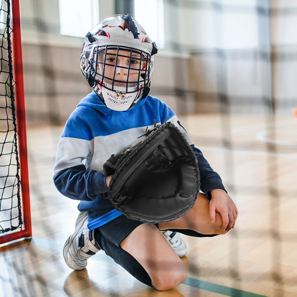 Baseball Glove PU Leather Baseball Fielding Glove Thicken Beginner Play Training Wear-resistant Catcher Mitt for Outdoor Sports