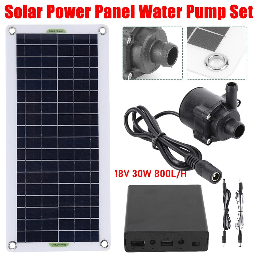 30W 800L/H Fountain Panel Pump Mini Solar Power Panel Water Pump Watering System Energy Saving Kits for Pool Garden Decoration